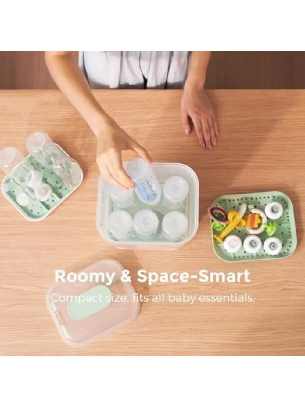 4-in-1 Compact Bottle Sterilizer & Dryer | Modular Nesting Design for Easy Use